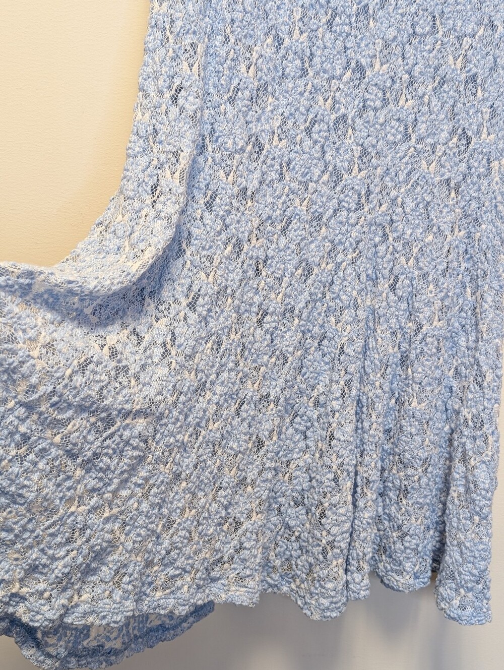 Free People XS Blue Lace Knit Crop Top & Midi Skirt Set Boho Cottagecore - Picture 8 of 16